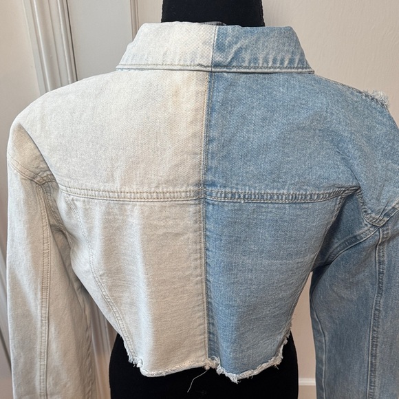 SHEIN Blue Two Tone Distressed Denim Jacket Women’s Size L - Picture 8 of 14